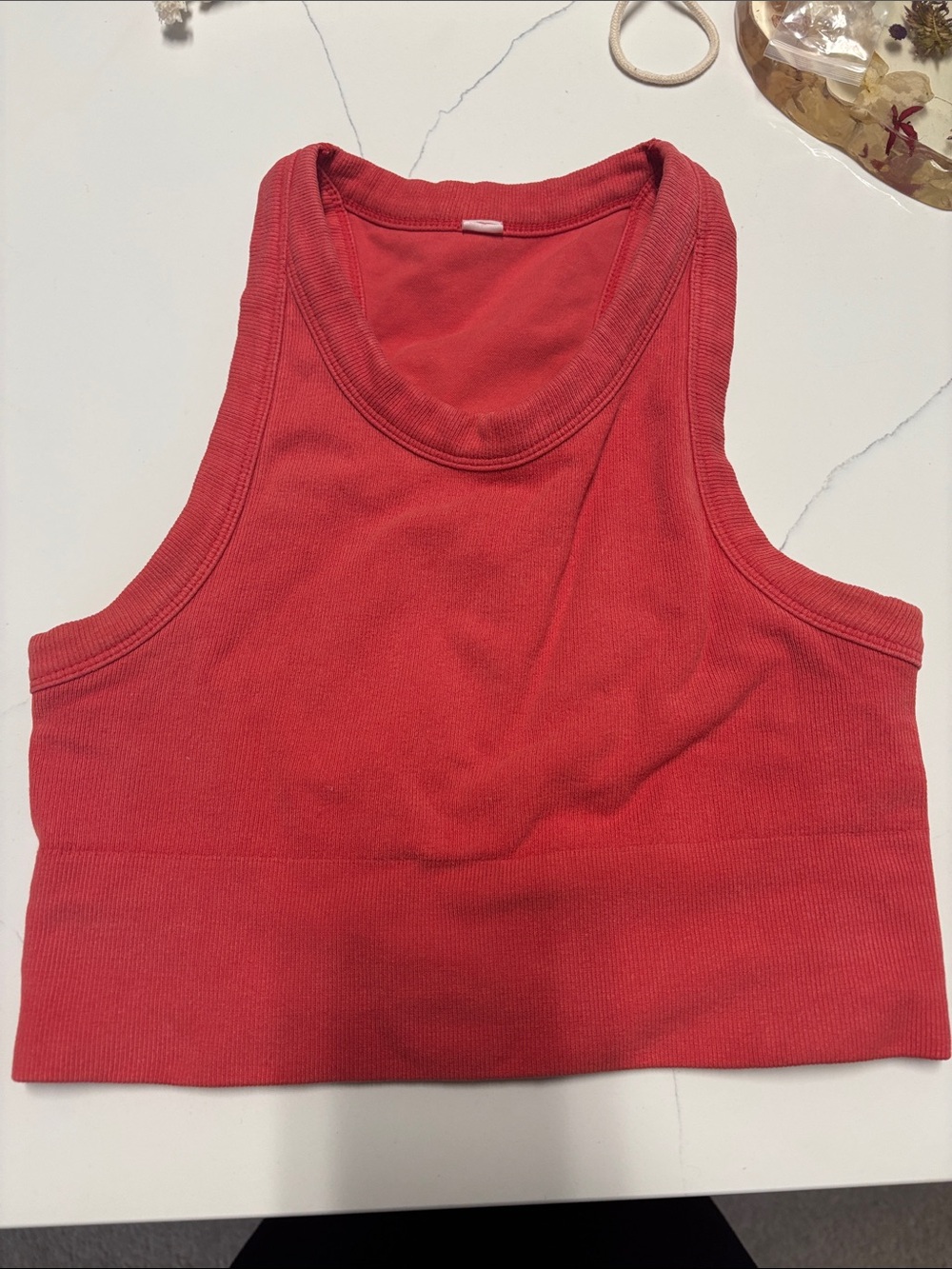 Alo Red Ribbed Tank Crop Top size small